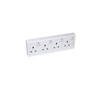 Single/Double to Quad Slim Mains Plug Switched Socket Converter 1/2 to 4 Gang