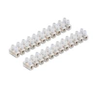CED Electrical Connector Blocks 12 Way White Terminal Block Electrical Connector Strips 5 Sizes 3A 5A 10A 15A 30A (2x15Amp)