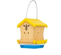 CEDAR ALPHA Heavy Duty Bumble Carpenter Bee House Mason Bee Wood Cabin for Outdoors Insect House Hotel for Garden Stainless Cable Bee Box Without Bottle