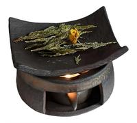 Cedar And Zen Burner, Cedar And Zen Aromatherapy Burner with Candle Holder & Heat-Resistant Dry-Burning Tile for Home Office (Stone-Patterned Tea Roaster)