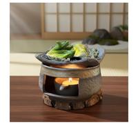 Cedar and Zen Herb Burner,Ceramic Aromatherapy Stove Essential Oil Burner,Cedar and Zen Incense B-urner Kit for Home Office, Tea Light Candle Holders Teapot Warmer for Meditation,Relaxation