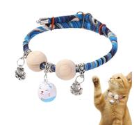 Cedar-Bead Pet Collar,Cat Collars,Personalized Dog Suit Collar With Fortune Pendant, Comfortable Adjustable Suitable for All Types (XXS,C)