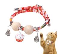 Cedar-Bead Pet Collar,Cat Collars,Personalized Dog Suit Collar With Fortune Pendant, Comfortable Adjustable Suitable for All Types (XXS,B)