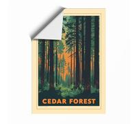 Cedar Forest Pathway Vintage Unframed Wall Art Print A2 (59.4×42cm), Wall Decor for Living Room, Bedroom, Office & Home, Art Gift