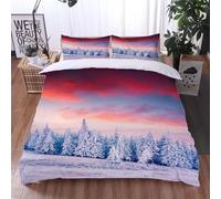 Cedar Forests King Size Duvet Cover Sets Sunset Bedding Set 3D Print Soft Microfiber Quilt Covers 230x220 cm with Zipper Closure and 2 Pillowcases 50x75 cm for Adults M.4596