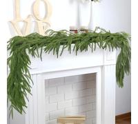 Cedar Garland, Norfolk Pine Garland, 5/6/9ft Real Touch Christmas Garland, Natural Green Artificial Greenery Garland for Stairs, Mantle, Fireplace, Indoor, Outdoor Christmas Decoration (9ft)