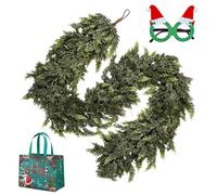 Cedar Garland, Real Touch Cedar Garland, CedarGarland Thick for Fireplace Mantle Fireplace Indoor Outdoor Holiday Party Home Decoration (Dark Green, 2.7 m（165 leaves）)