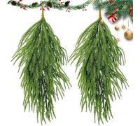 Cedar Garland, Teardrop Wreath for Christmas | 2 Pieces Weatherproof Pine Garland 66 cm Decoration for Fireplace Mantel Table Porch Stairs Wall Door