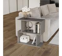 Urbn-Living Urbnliving 60Cm Width Cedar Grey 2-Tier Bookcase Irregular Storage Shelf Wooden Shelving Display Organiser Unit