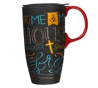 CEDAR HOME Coffee Ceramic Mug Porcelain Latte Tea Cup With Lid 17oz. Me & My House