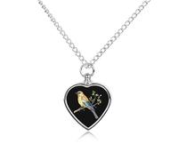 Cedar Waxwing Bird Watercolor Custom Cremation Jewelry Urn Necklace for Dog Pet Ashes Heart Memorial Pendant