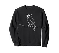 Cedar Waxwing Line Art Bird Ornithology Design Sweatshirt