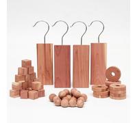 Cedar Wood Moth Repellent for Wardrobes, Anti Moth Repellent Cedar Blocks for Clothes Protection Discs Aromatic Cedar Wood Balls Hangers Rings (56 Pieces)