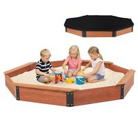 Cedar Wood Octagon Sandbox，84.5 inch Large Sandpit with 4 Seats Bench