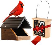 Cedar Wood Open Nesting Box - Cardinal Swallow Bird House Shelter Shelf -Suet Cake Bird Feeder - Birdhouse for Pheobe,Blackbird,Robins,Doves DIY Birdhouse Feeder Kits for Adults(A