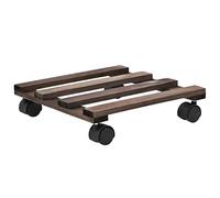 Cedar Wood Plant Stand 25 x 25 cm with 360° Wheels 4 Pieces for Balcony Garden Patio Robust Flower Stand Space-Saving Ideal for Indoor Outdoor Use
