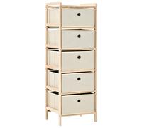 Cedar Wood Storage Rack with 5 Tier Fabric Basket, Beige Organizer for Home Organization, Multi-Purpose Storage Solution, Durable and Stylish Baskets Included