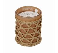 Cedarwood & Citrus Scented Jar Candle with Woven Rattan - Luxury Gift French Connection Beige Medium