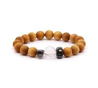 Cedarwood Crown Chakra Bangle With Clear Quartz, 7Cm Diameter, 1Cm Beads - Serenityy / Phoenix Import