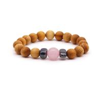 Cedarwood Heart Chakra Bangle with Rose Quartz
