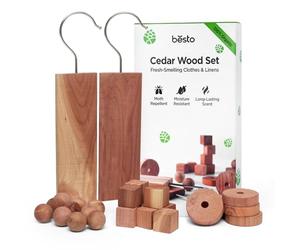 Cedarwood Moth Repellent for Wardrobes, 28 Pcs 100% Natural Cedar Wood Discs, Cedar Wood Rings & Cedar Moth Balls for Storage Box, Drawers, Wardrobe Storage & Clothes, Ideal Moth Killer & Freshener