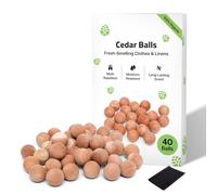 Cedarwood Moth Repellent for Wardrobes 40 Pcs Cedar Balls | 100% Natural Cedar Moth Balls for Clothes Protection | UK Moths Deterrent & Killer for Drawers & Wardrobe Storage with Sandpaper