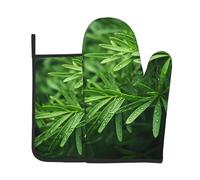 cedarwood Printed Kitchen Baking 2-Piece Set Oven Gloves And Heat-Resistant Mat Set Suitable For Microwave And Grill Ovens