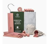 Ceddera Essential Cedar Bundle | Natural Cedar Blocks for Clothes Storage | Eco Friendly Cedarwood for Closets | Moth Ball Alternative | 58 Total Pieces - 8 Hang Ups, 24 Rings, 24 Balls & 2 Sachets