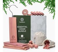 Ceddera Essential Cedar Bundle | Natural Cedar Blocks for Clothes Storage | Eco Friendly Cedarwood for Closets | Moth Ball Alternative | 58 Total Pieces - 8 Hang Ups, 24 Rings, 24 Balls & 2 Sachets