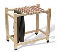 Ceder Elements Solid Pine Rolling Pant Trolley/Trouser Rack with 16 Aromatic Cedar Hangup Rods and Four Rolling Wheels (Heavy Duty) 17.5” x 29” x 27” Clear Finish