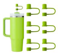 CEDIDJAC 6PCS Silicone Straw Covers Cap Compatible with Stanley Cup 30-40 oz Tumbler with Handle Reusable 10mm Straw Toppers for Stanley Cup Accessories（Dark Green）