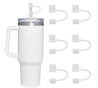 CEDIDJAC 6PCS Silicone Straw Covers Cap Compatible with Stanley Cup 30&40oz Tumbler with Handle 10mm Straw Toppers，Straw Tips Lids Dust-Proof Reusable for Stanley Cup Accessories (White)