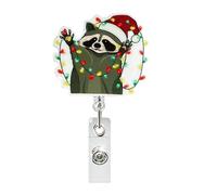CEDIDJAC Xmas Cute Sloth Badge Reel Retractable Christmas Glitter Acrylic Alligator Clip Christmas ID Card Badge Holder for Nurse Work Teacher RN Office Staff Student