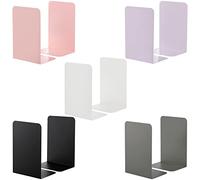 Cedilis 10 PC/5 Pair Book Ends, Heavy Duty Metal Book End for Shelves, Non-Skid Bookend, Universal Economy Book Stopper for Books/Movies/CDs/Magazines, 5 Colors