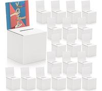 Cedilis 20 Pack Cardboard Ballot Boxes for Ticket, 6x6x6 inches Raffle Box, Suggestions Voting Donation Boxes with Slot and Header for Charity, Whtie