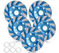 Cedilis 5 Pack Concrete Grinding Wheel, 10 cm Heavy Duty Diamond Cup Wheel for Angle Grinder, 11 Segs, Blue