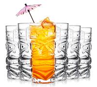 Cedilis 6 Pack 14oz/400ml Tiki Glasses Modern Bar Tiki Cup Tiki Mug, Halloween Glasses Mug Cup Perfect for Mai Tai, Exotic Zombie Cocktails for Hawaiian Party, Halloween Decor