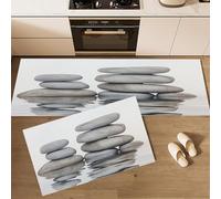 CEDNXOER 2 Pieces Kitchen Mats and Rug Set,Non-Slip Washable Floor Mat,43×75cm+43×120cm Anti Fatigue Stain-Resistant Grey Runner,Nature Water Zen Stacked Stones Standing Mats for Home Office