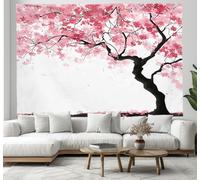 CEDNXOER Abstract Cherry Blossom Tree Aesthetic Wall Art Tapestry, Pink Petals Flowers Tapestry Wall Hanging, 180×230cm Tapestries for Living Room Bedroom Dorm Home Decor