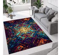 CEDNXOER Abstract Geometry Area Rug for Living Room, 120x180cm Machine Washable Soft Short Pile for Bedroom Kitchen Future Technology Print Stain Resistant Home Decor Office Carpet