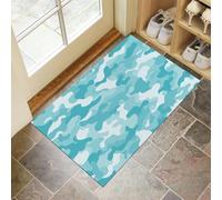 CEDNXOER Abstract Graffiti Indoor Washable Dirt Trapper Non Slip Entrance Rug, 40x60 cm Absorbent Thin Low Profile Doormat, Blue Inside Floor Mat, Camouflage Carpet for Front Back Door
