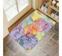 CEDNXOER Abstract Graffiti Indoor Washable Dirt Trapper Non Slip Entrance Rug, 80x120 cm Absorbent Thin Low Profile Doormat, Blue Inside Floor Mat, Watercolor Fireworks Carpet for Front Back Door