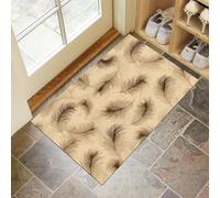 CEDNXOER Beige Washable Door Mats Indoor, 40x60 cm Non-Slippery Duty Front Door Mat, Absorbent Anti-Slip Soft Low Profile Simple Stripes Entrance Mat, Elegant Feathered Doormat for Indoor