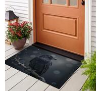 CEDNXOER Black Door Mats Indoor Washable, 90x150 cm Doormats,Soft Low Pile Front Door Mat,Non-slip Snowflakes Animals Absorbent Doormat, Ravens On The Branches Print Floor Carpet, Inside Entrance Rug