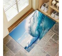 CEDNXOER Blue Washable Door Mats Indoor, 50x70 cm Non-Slippery Duty Front Door Mat, Absorbent Anti-Slip Soft Low Profile Modern Sea View Entrance Mat, Nature Huge Waves Doormat for Indoor