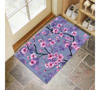 CEDNXOER Cherry Blossoms Branches Indoor Washable Dirt Trapper Non Slip Entrance Rug, 45x75 cm Absorbent Thin Low Profile Doormat, Indigo Inside Floor Mat, Japan Ukiyo-E Carpet for Front Back Door
