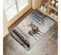 CEDNXOER Christmas Doormat 50x70 cm White Indoor Floor Mat, Forest Deer Washable Door Mat for Entryway Kitchen Bedroom, Xmas Decorative Anti Slip Classical Deer Printed Doormat
