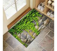 CEDNXOER Countryside Plants Doormat Decorative Door Mats Indoor 80x120 cm, Green Doormat Washable Heavy Duty Floor Mat, Ancient Walls Non Slip Low Profile Welcome Entrance Doormats