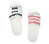 CEDNXOER Custom Photo Shower Slides Shoes，Personalised Women Men Beach Slippers Sandals，plus size thick soft Comfort Pool Slides House Slippers,White,43