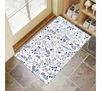 CEDNXOER Door Mat for Indoor, Pastoral Vines Doormat Indoor Entry, Simple Wildflowers Washable Rug for Kitchen and Hallway, 50x80 cm Non-Slip Rubber Welcome Mat for Front Door White
